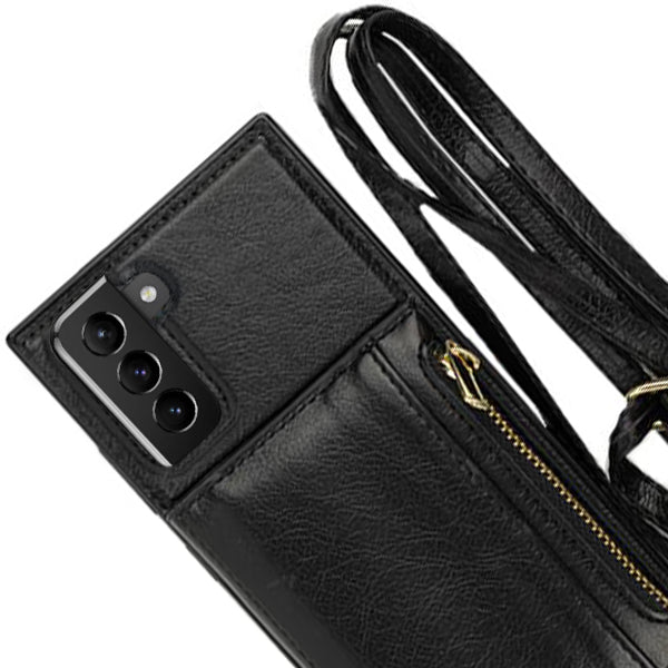 Crossbody Card Case Wallet Black Samsung S21