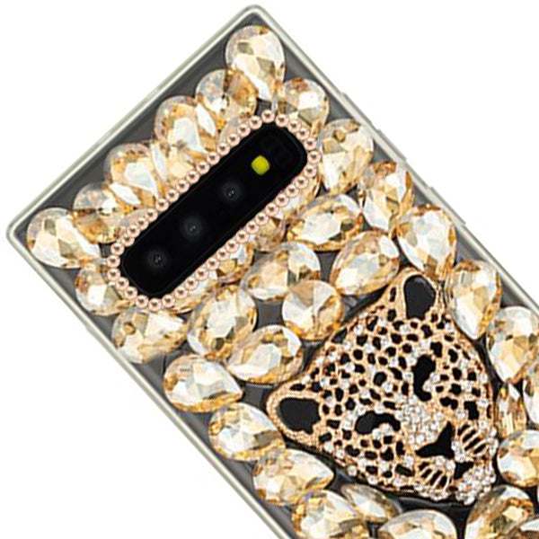 Handmade Cheetah Gold Bling Case S10 Plus