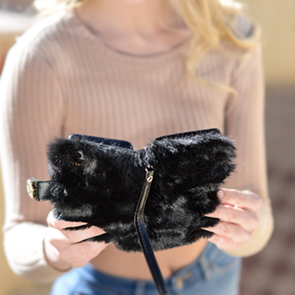 Fur Black Detachable Wallet IPhone 13 Mini