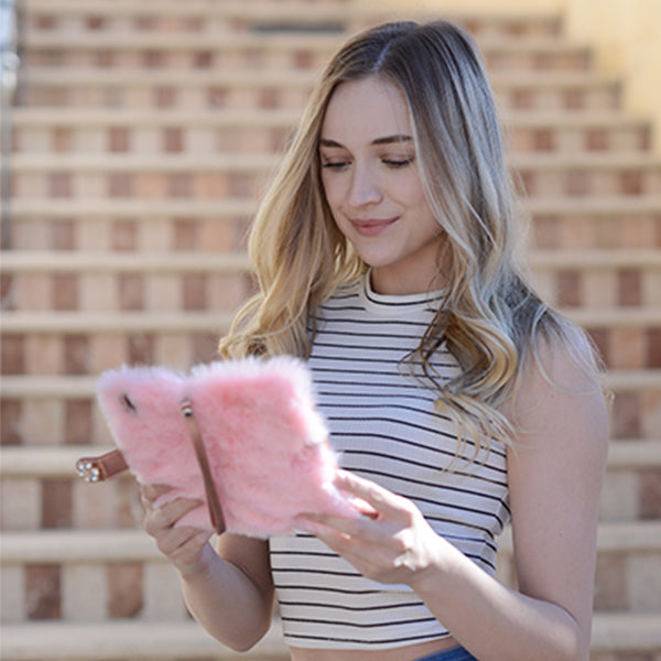 Fur Light Pink Wallet Detachable Samsung S22