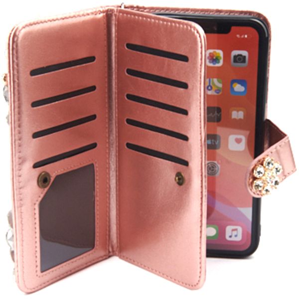Handmade Detachable Bling Fox Rose Gold Wallet IPhone 13 Mini