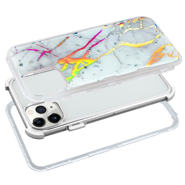 Heavy Duty Marble Silver Iphone 11 Pro Max - Bling Cases.com