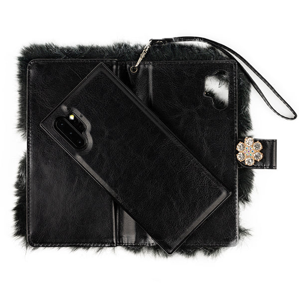 Fur Grey Wallet Detachable Samsung Note 10 Plus