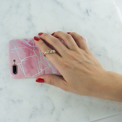 Marble Pink Ring Iphone 7/8 Plus - Bling Cases.com