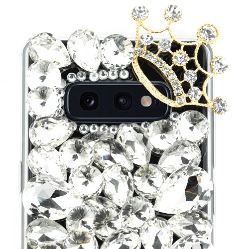 Handmade Silver Fox Bling Stones Case Samsung S10E - Bling Cases.com