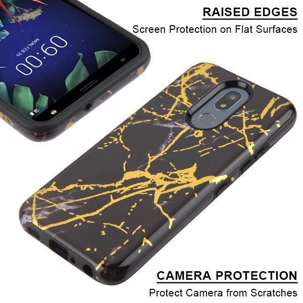 Marble Hybrid Black Gold Case LG K40 - Bling Cases.com