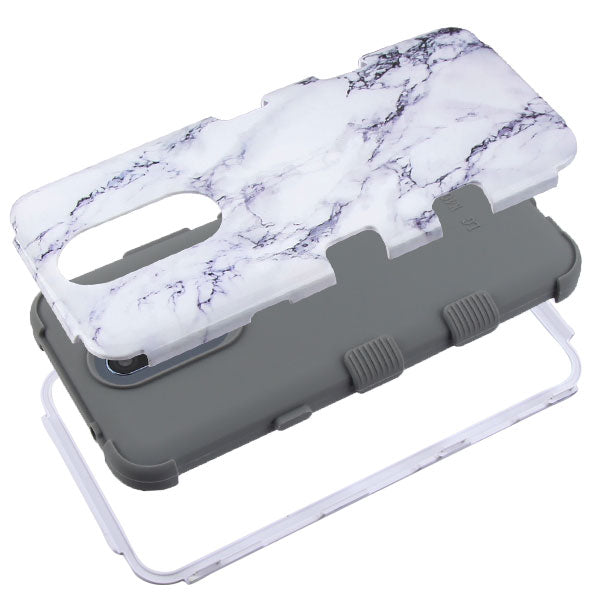 Marble Hybrid White Grey Case LG K40 - Bling Cases.com