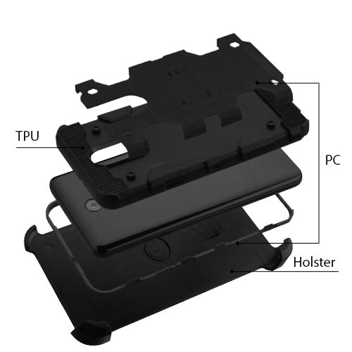 Military Grade Holster Case Black Lg Stylo 4 - Bling Cases.com