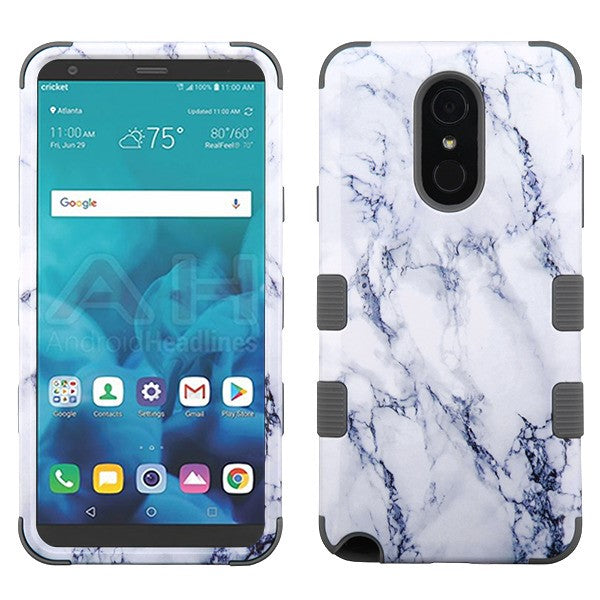 Marble Hybrid White Grey Case Lg Stylo 4 - Bling Cases.com