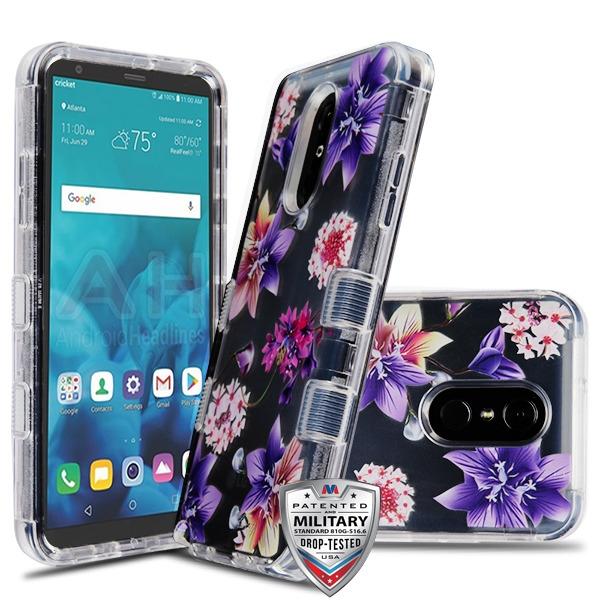 Hybrid Purple Flowers Case Lg Stylo 4 - Bling Cases.com