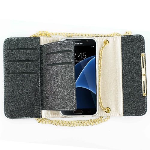 Detachable Purse Black Samsung S7 Edge - Bling Cases.com