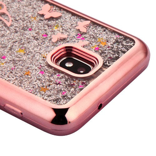 Liquid Butterflies Rose Gold Case J7 2018 - Bling Cases.com