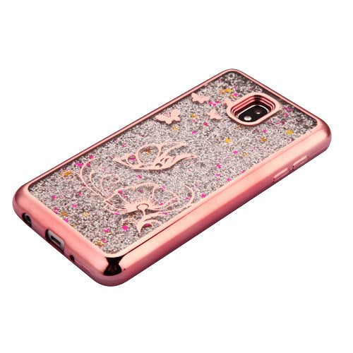 Liquid Butterflies Rose Gold Case J7 2018 - Bling Cases.com