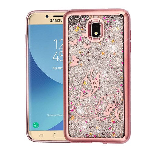 Liquid Butterflies Rose Gold Case J7 2018 - Bling Cases.com