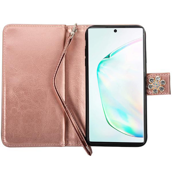 Handmade Bling Fox Rose Gold Wallet Note 10 Plus