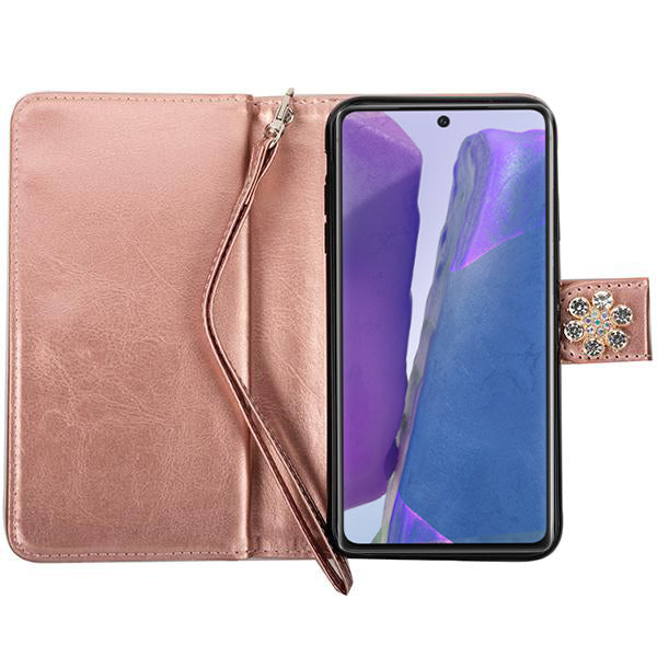 Handmade Bling Fox Rose Gold Wallet Note 20