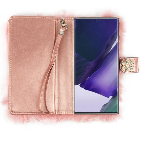 Fur Detachable Wallet Light Pink Samsung  Note 20 Ultra