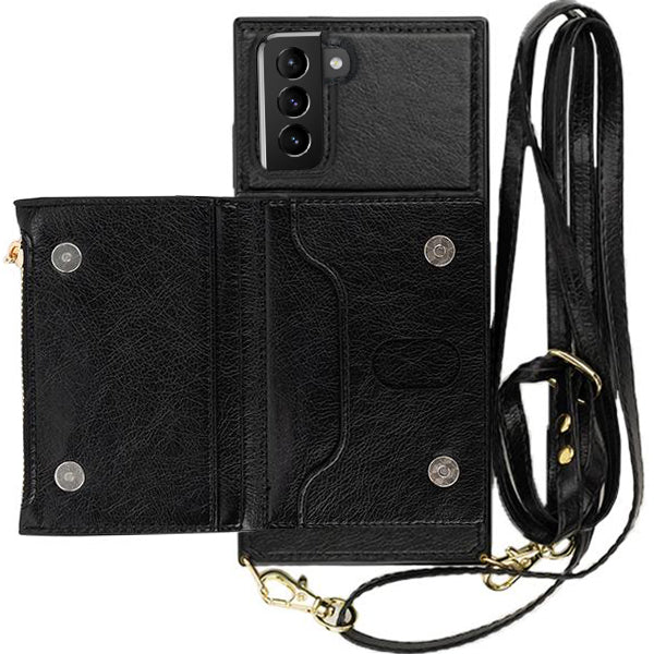 Crossbody Card Case Wallet Black Samsung S21