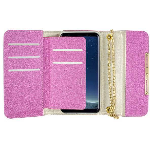 Glitter Detachable Purse Hot Pink S9 Plus