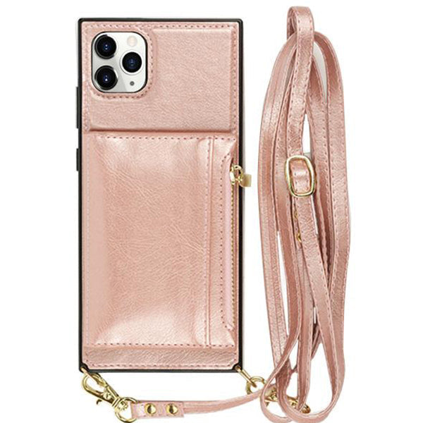 Crossbody Card Holder Rose Gold Case IPhone 13 Pro