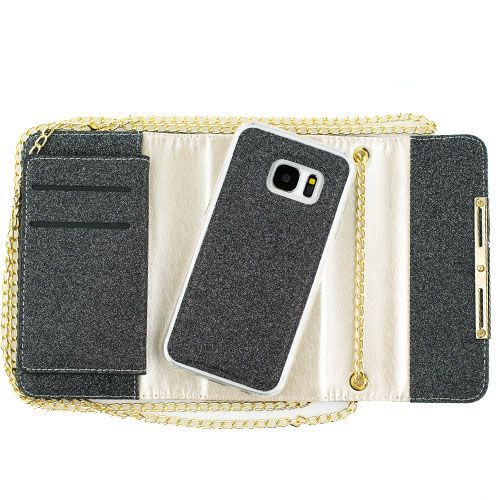 Detachable Purse Black Samsung S7 Edge - Bling Cases.com