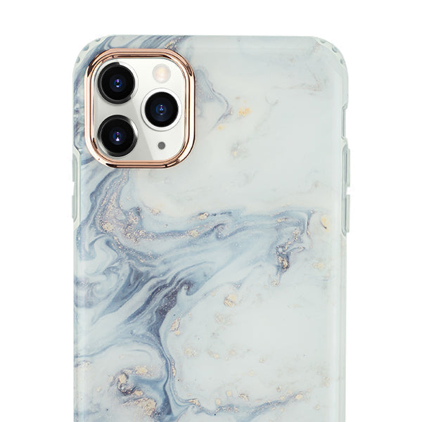 Marble Light Blue Swirl Rose Gold Trim Case Iphone 13 Pro