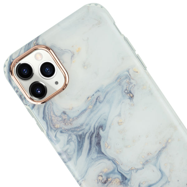 Marble Light Blue Swirl Rose Gold Trim Case Iphone 12 Pro