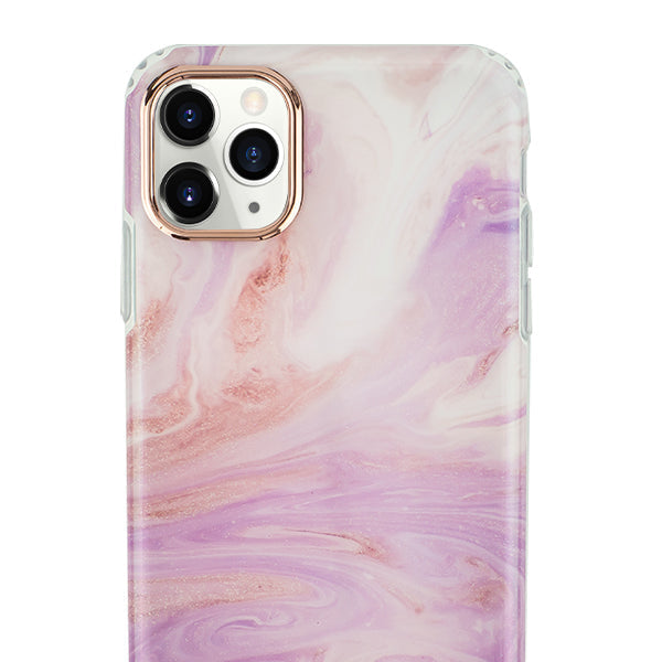 Marble Light Pink Swirl Rose Gold Trim Case Iphone 13 Pro