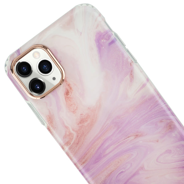 Marble Light Pink Swirl Rose Gold Trim Case Iphone 12/12 Pro