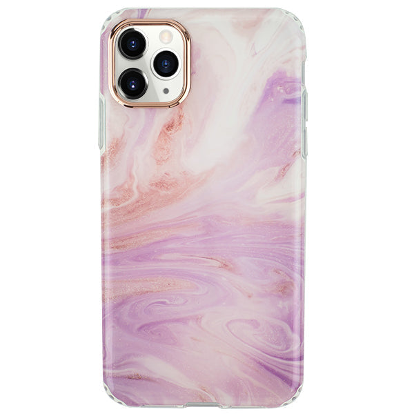 Marble Light Pink Swirl Rose Gold Trim Case Iphone 13 Pro