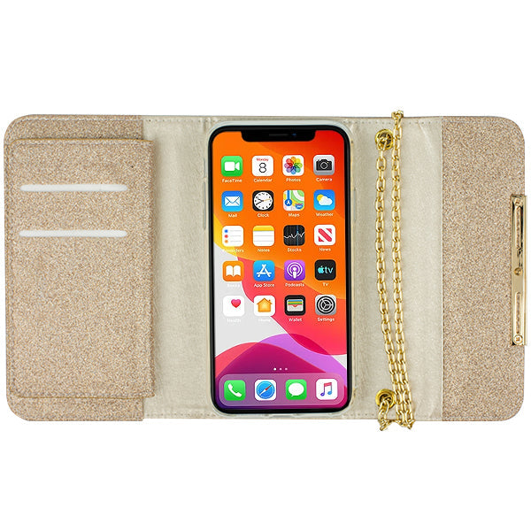 Glitter Detachable Purse Brown Iphone XS MAX