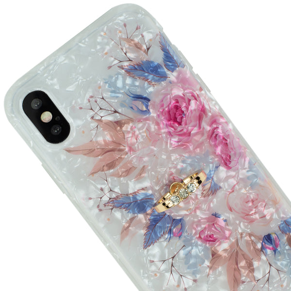 Flowers Pink Blue Ring Skin Iphone XS MAX