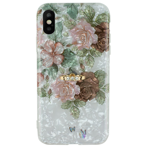 Flowers Pink Green Ring Skin Iphone 10