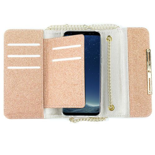 Glitter Detachable Purse Rose Gold Samsung S8 - Bling Cases.com