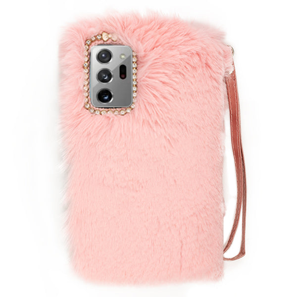 Fur Detachable Wallet Light Pink Samsung  Note 20 Ultra