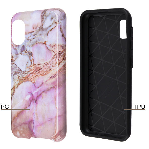 Marble Hybrid Purple Peach Case Samsung A10E - Bling Cases.com