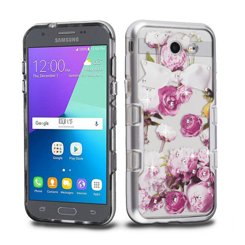 Bling Flowers Purple Silver Case J3 2017 - Bling Cases.com