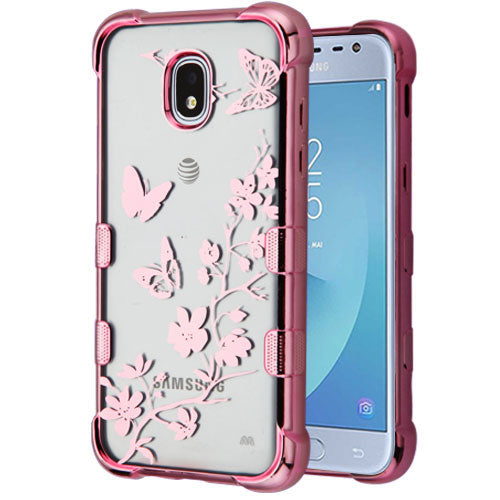 Butterflies Clear Rose Gold Case J3 2018 - Bling Cases.com