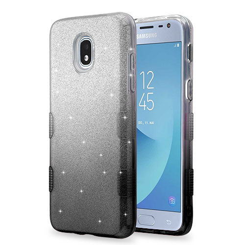 Glitter Black Silver Case J3 2018 - Bling Cases.com