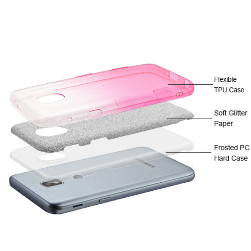 Glitter Hot Pink Silver Case J3 2018 - Bling Cases.com