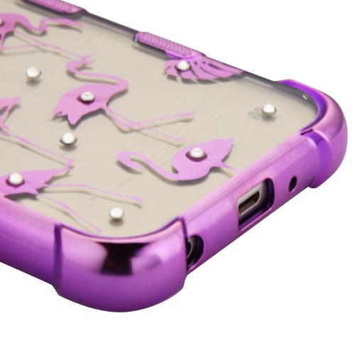 Flamingos Purple Clear Skin J7 2018 - Bling Cases.com