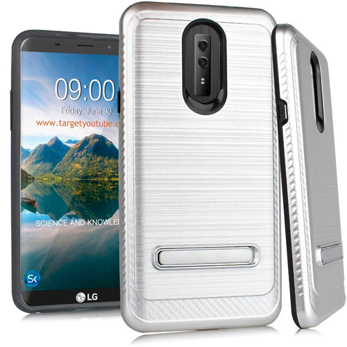 Kick Stand Case Silver Lg Stylo 4 - Bling Cases.com