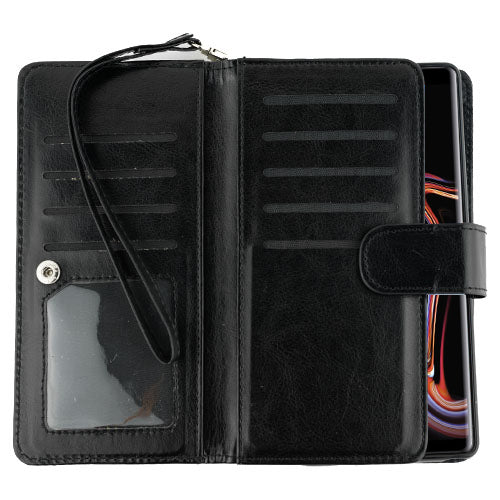 Handmade Bling Black Wallet Detachable Note 9