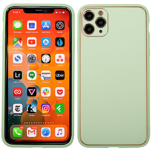 Leather Style Mint Green Gold Case IPhone 12/12 Pro