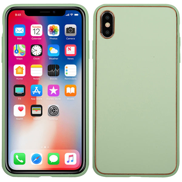 Leather Style Mint Green Gold Case Iphone XS Max