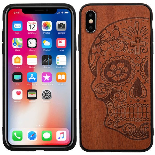Real Wood Skull Iphone 10/XS/X
