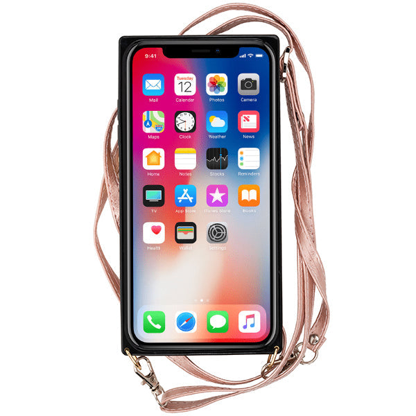 Crossbody Card Holder Rose Gold Iphone XS Max