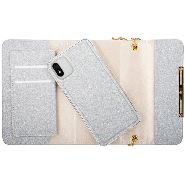 Glitter Detachable Purse Silver  Iphone XR