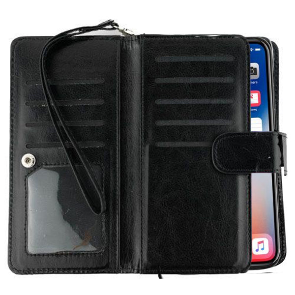 Handmade Detachable Bling Black Wallet Iphone 10/X/XS