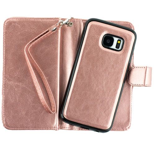 Detachable Rose Gold Wallet Samsung S7 - Bling Cases.com